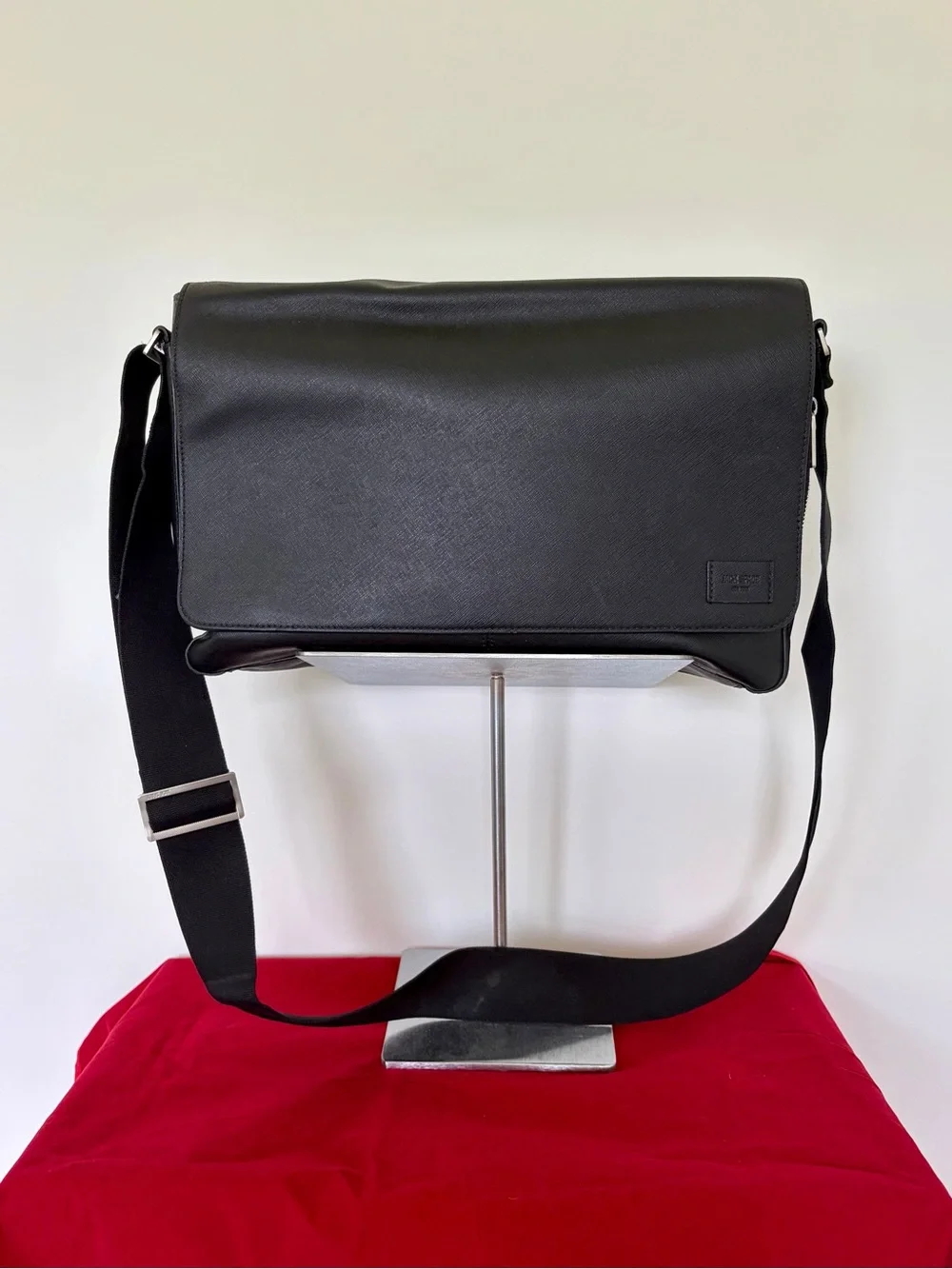 Jack Spade Barrow Black Leather Messenger Laptop Crossbody Bag